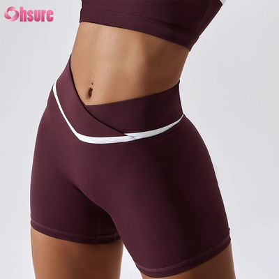 Shorts de yoga taille haute pour femmes, couleur bonbon, séchage rapide, shorts courts nude pour la course, la gym, le fitness et l'entraînement sportif