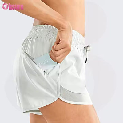 Shorts de yoga et de course taille haute pour femmes, séchage rapide, shorts de sport de gym avec poche arrière zippée, style skinny décontracté, cordon de serrage
