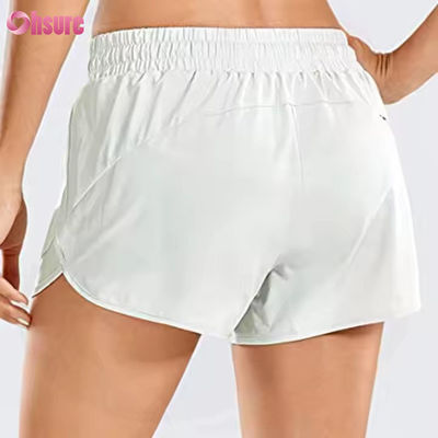 Shorts de yoga et de course taille haute pour femmes, séchage rapide, shorts de sport de gym avec poche arrière zippée, style skinny décontracté, cordon de serrage