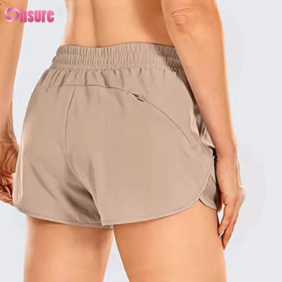 Shorts de yoga et de course taille haute pour femmes, séchage rapide, shorts de sport de gym avec poche arrière zippée, style skinny décontracté, cordon de serrage