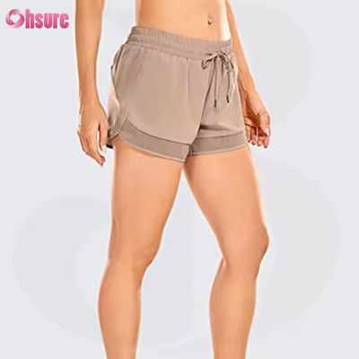 Shorts de yoga et de course taille haute pour femmes, séchage rapide, shorts de sport de gym avec poche arrière zippée, style skinny décontracté, cordon de serrage