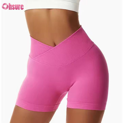Couleur douceur Rapide sec Shorts de yoga nus Hip Lift Running Shorts de fitness hauteur serrée taille Leggings de sport