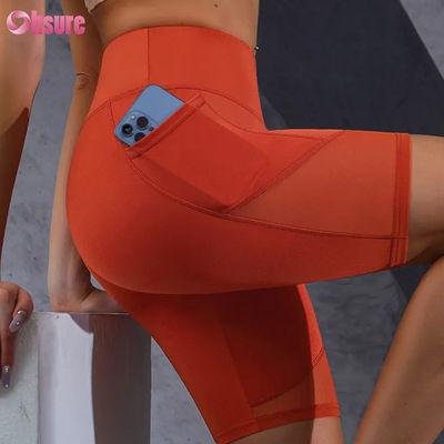 Impression de logo personnalisé, short moulant, vente chaude, poche, couture en maille, taille haute, effet push-up, amincissant, legging de yoga, vente en gros