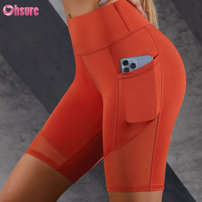 Impression de logo personnalisé, short moulant, vente chaude, poche, couture en maille, taille haute, effet push-up, amincissant, legging de yoga, vente en gros