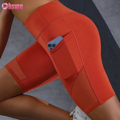 Impression de logo personnalisé, short moulant, vente chaude, poche, couture en maille, taille haute, effet push-up, amincissant, legging de yoga, vente en gros