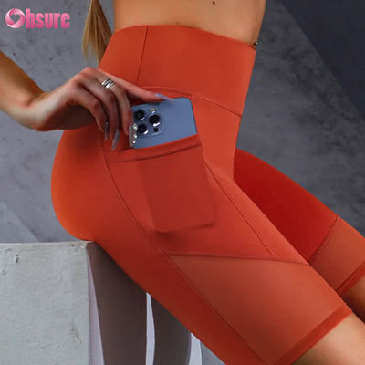 Impression de logo personnalisé, short moulant, vente chaude, poche, couture en maille, taille haute, effet push-up, amincissant, legging de yoga, vente en gros