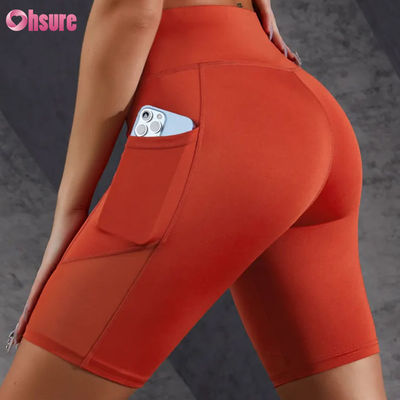 Impression de logo personnalisé, short moulant, vente chaude, poche, couture en maille, taille haute, effet push-up, amincissant, legging de yoga, vente en gros