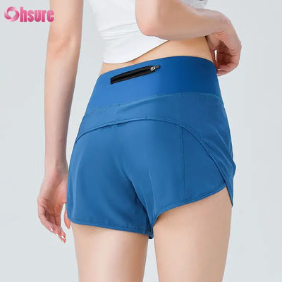 Mode de haute qualité Femmes Shorts de sport Shorts de course Femmes de sport Shorts de course Nylon Spandex Gym Shorts de sueur avec poches