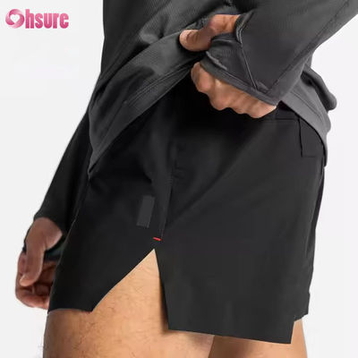 Shorts de sport pour hommes avec taille élastique et poches zippées personnalisées, imprimé jacquard, pour course à pied et entraînement en salle de sport