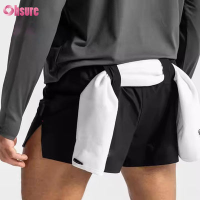 Shorts de sport pour hommes avec taille élastique et poches zippées personnalisées, imprimé jacquard, pour course à pied et entraînement en salle de sport