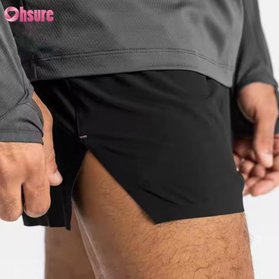 Shorts de sport pour hommes avec taille élastique et poches zippées personnalisées, imprimé jacquard, pour course à pied et entraînement en salle de sport