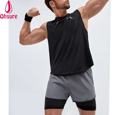 Shorts de sport 2 en 1 pour hommes avec taille élastique et cordon de serrage, bande réfléchissante, entraînement en salle de sport pour hommes