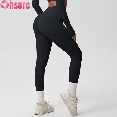 Coiffure de sport haute taille cul-lefting collants élastiques de la taille fitness yoga leggings pour le cyclisme en plein air squatproof nud pantalon peau