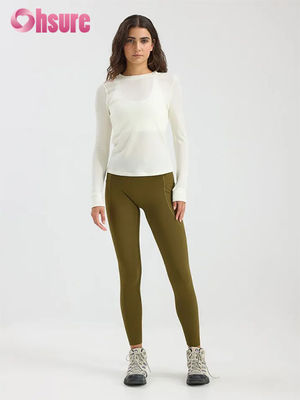 Longues culottes de style gymnase porter de l'humidité Wicking entraînement Yoga Leggings Poches latérales solides pour les femmes Pantalon OEM Yoga porter