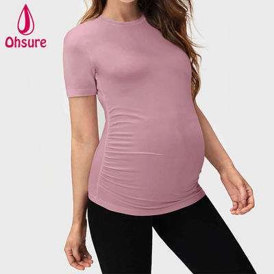 Gros Vente Personnalisé Bambou Doux Allaitement Vêtements Fitness Allaitement Tee-shirt Maternité Hauts Yoga t-shirt