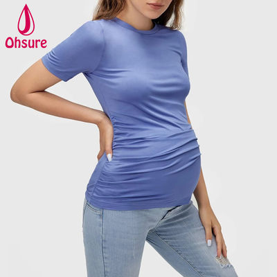 Gros Vente Personnalisé Bambou Doux Allaitement Vêtements Fitness Allaitement Tee-shirt Maternité Hauts Yoga t-shirt