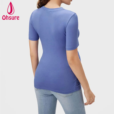 Gros Vente Personnalisé Bambou Doux Allaitement Vêtements Fitness Allaitement Tee-shirt Maternité Hauts Yoga t-shirt
