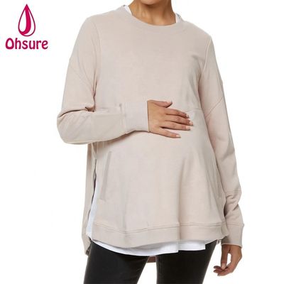 Vêtements d'hiver pour femmes enceintes et femmes allaitantes Vêtements doux en laine Hoodie de soins infirmiers avec fermeture à glissière maternité Sweatshirt femmes