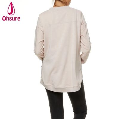 Vêtements d'hiver pour femmes enceintes et femmes allaitantes Vêtements doux en laine Hoodie de soins infirmiers avec fermeture à glissière maternité Sweatshirt femmes