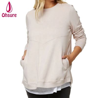 Vêtements d'hiver pour femmes enceintes et femmes allaitantes Vêtements doux en laine Hoodie de soins infirmiers avec fermeture à glissière maternité Sweatshirt femmes