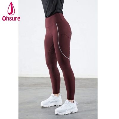 Culotte d'équitation femme bleu noir rouge, élégante, avec fond intégral en silicone, vente en gros, personnalisable, collant d'équitation