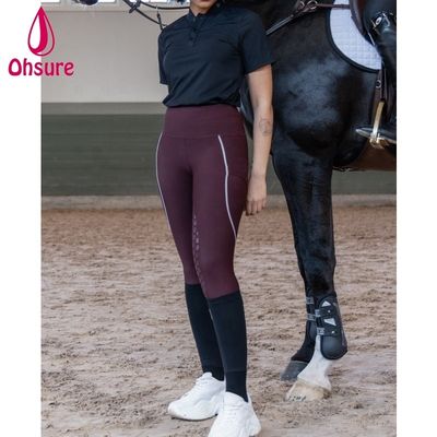 Culotte d'équitation femme bleu noir rouge, élégante, avec fond intégral en silicone, vente en gros, personnalisable, collant d'équitation