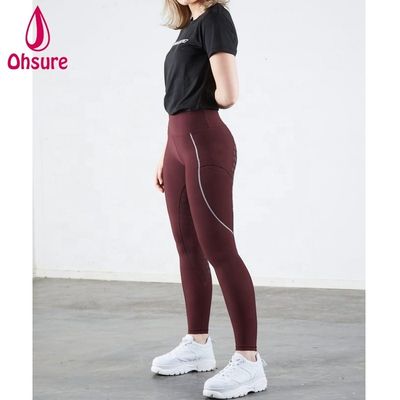 Culotte d'équitation femme bleu noir rouge, élégante, avec fond intégral en silicone, vente en gros, personnalisable, collant d'équitation