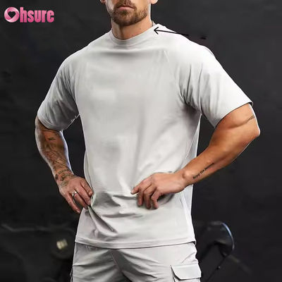 Cadeau sur mesure 95% coton Spandex Coupe courte Raglan Manche Relaxée Fit Training Gym T-Shirt pour hommes