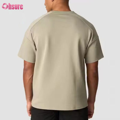 T-shirt personnalisé gris 100% coton, tee-shirt surdimensionné épais, course à pied, entraînement sportif, chemise de gym pour hommes