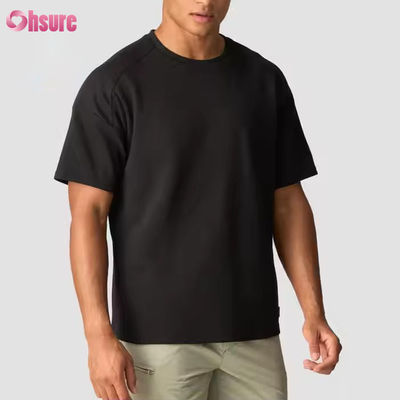 T-shirt personnalisé gris 100% coton, tee-shirt surdimensionné épais, course à pied, entraînement sportif, chemise de gym pour hommes