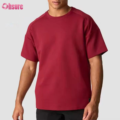 T-shirt personnalisé gris 100% coton, tee-shirt surdimensionné épais, course à pied, entraînement sportif, chemise de gym pour hommes