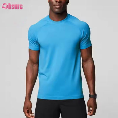 T-shirt de sport sur mesure en polyester spandex léger respirable mince musclé pour hommes