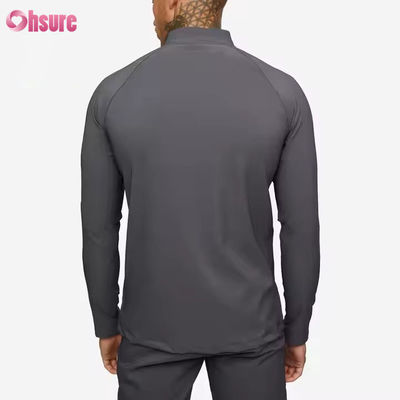 Haut de survêtement de jogging à fermeture éclair 1/4, coupe ajustée, vêtements de sport actifs personnalisés pour hommes, chemise de compression de gym à manches longues