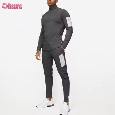 Haut de survêtement de jogging à fermeture éclair 1/4, coupe ajustée, vêtements de sport actifs personnalisés pour hommes, chemise de compression de gym à manches longues