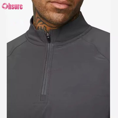 Haut de survêtement de jogging à fermeture éclair 1/4, coupe ajustée, vêtements de sport actifs personnalisés pour hommes, chemise de compression de gym à manches longues