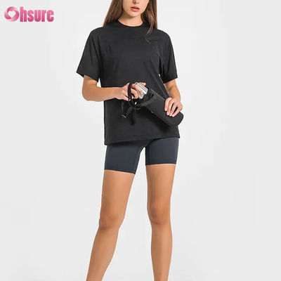 T-shirts de sport jacquard respirants à séchage rapide avec logo personnalisé en gros, haut de yoga de fitness à manches courtes pour femmes, t-shirts de gym courts