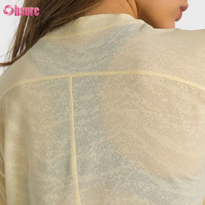 T-shirts de sport jacquard respirants à séchage rapide avec logo personnalisé en gros, haut de yoga de fitness à manches courtes pour femmes, t-shirts de gym courts