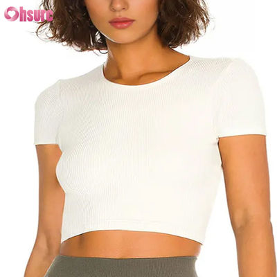Résistant à l'humidité, rapide, sec, nu, élastique, beau, à l'arrière T-shirt féminin, sport, entraînement physique, chemises de course pour femmes
