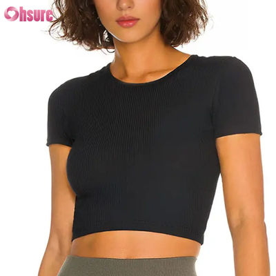 Résistant à l'humidité, rapide, sec, nu, élastique, beau, à l'arrière T-shirt féminin, sport, entraînement physique, chemises de course pour femmes