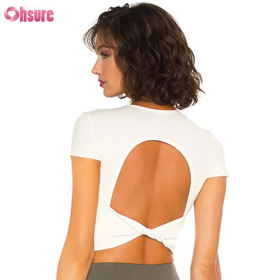 Résistant à l'humidité, rapide, sec, nu, élastique, beau, à l'arrière T-shirt féminin, sport, entraînement physique, chemises de course pour femmes