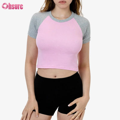 T-shirt de sport 100% coton pour femmes, manches tricotées et étirées, haut décontracté respirant avec option de logo personnalisé.