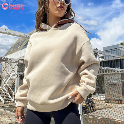 Sweat-shirts à capuche en molleton français de haute qualité personnalisés pour femmes, streetwear, essentiels de haute qualité, épaules tombantes, broderie