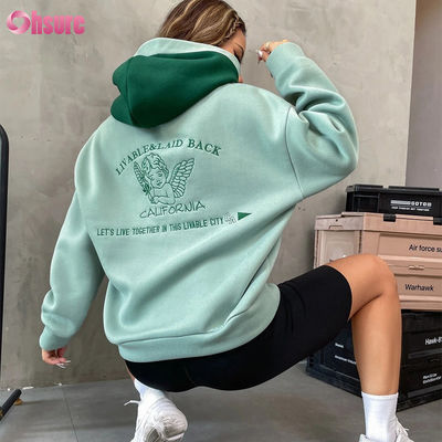 Sweat-shirts à capuche en molleton français de haute qualité personnalisés pour femmes, streetwear, essentiels de haute qualité, épaules tombantes, broderie