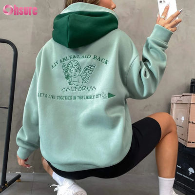 Sweat-shirts à capuche en molleton français de haute qualité personnalisés pour femmes, streetwear, essentiels de haute qualité, épaules tombantes, broderie