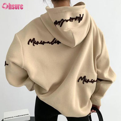 Sweat à capuche oversize pour femme à motif personnalisé, broderie de lettres, style vintage, manches raglan, pour l'automne, tenue décontractée paresseuse