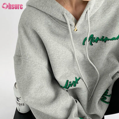 Sweat à capuche oversize pour femme à motif personnalisé, broderie de lettres, style vintage, manches raglan, pour l'automne, tenue décontractée paresseuse
