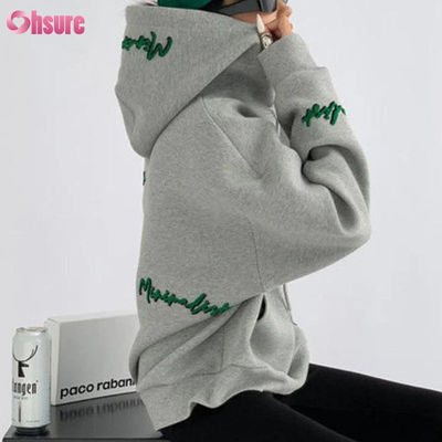 Sweat à capuche oversize pour femme à motif personnalisé, broderie de lettres, style vintage, manches raglan, pour l'automne, tenue décontractée paresseuse