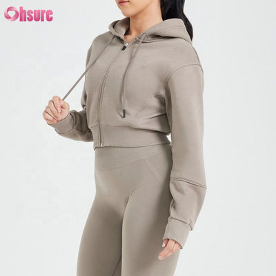 Les dames personnalisables Fermeture à glissière Hoodies Slim Fit Gymnase porté en tissu tricoté respirant pour les femmes