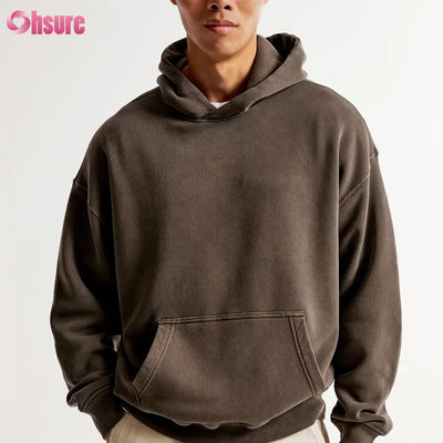 Sweat à capuche en coton éponge français 400 GSM de haute qualité unisexe, doux, uni, épais avec logo personnalisé 100% coton pour l'hiver