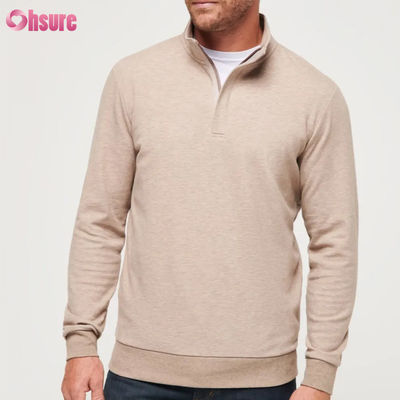 Pull-over de golf slim fit de haute qualité pour hommes avec fermeture à glissière à manches longues en laine en logo personnalisé couleur douce solide pour l'hiver